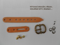 Řemínky, přezky, sedlářské nýty a nýtovací kroužky